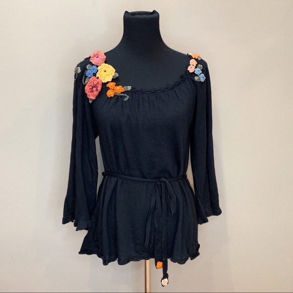 Anthropologie Sweaters - Anthropologie Moth Floral Appliqué Sweater, M.
